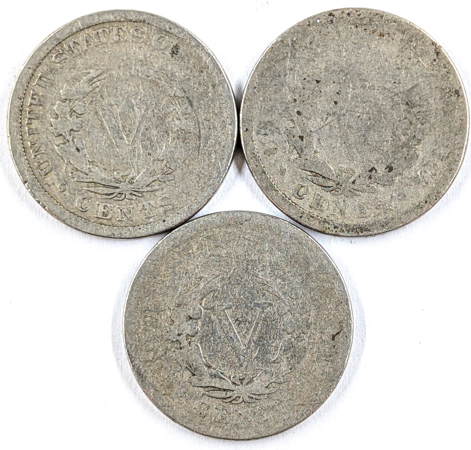 Lot of 3 V Nickels- 1989, 1899, 1899 - 2