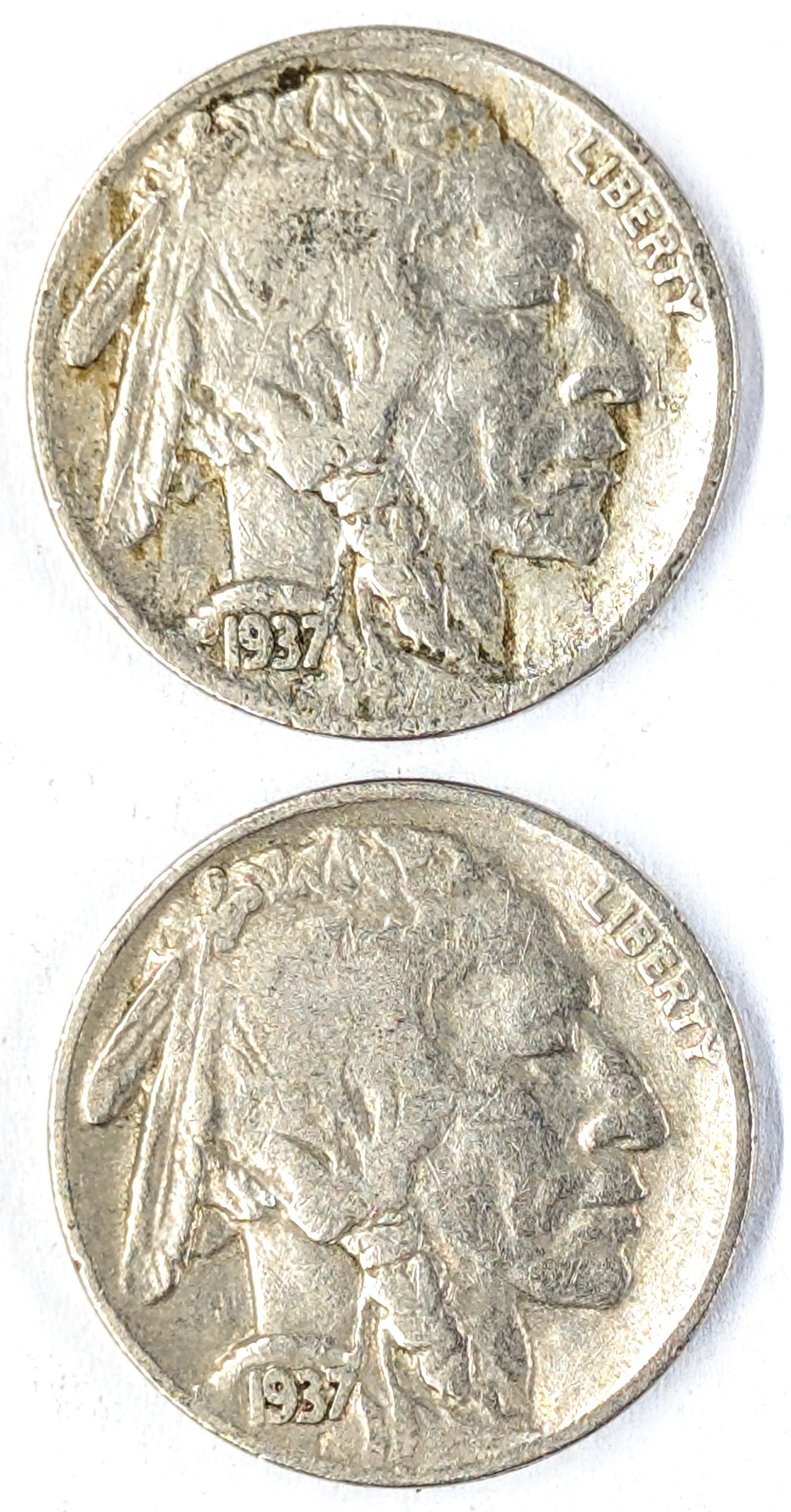 Lot of 2 Buffalo Head Nickels - 1937 S/P: _