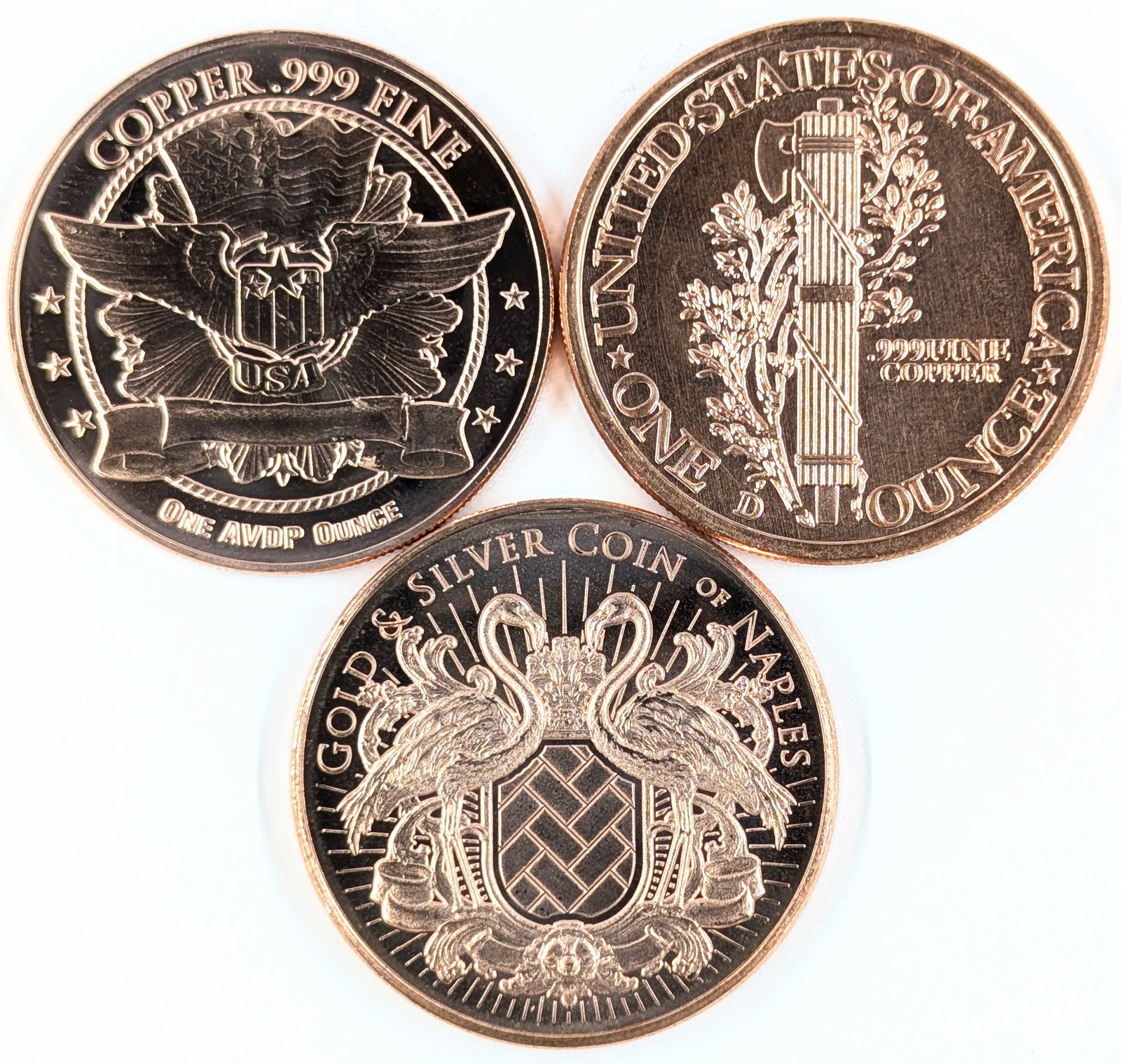 Lot of 3 - 1 Ounce (each) Fine .999 Copper Rounds - Lady Liberties, Don't Mess w/ Me - 2