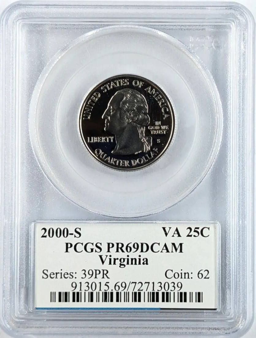 PCGS 2000-S PR 69 Washington State Quarter- Virginia - 2