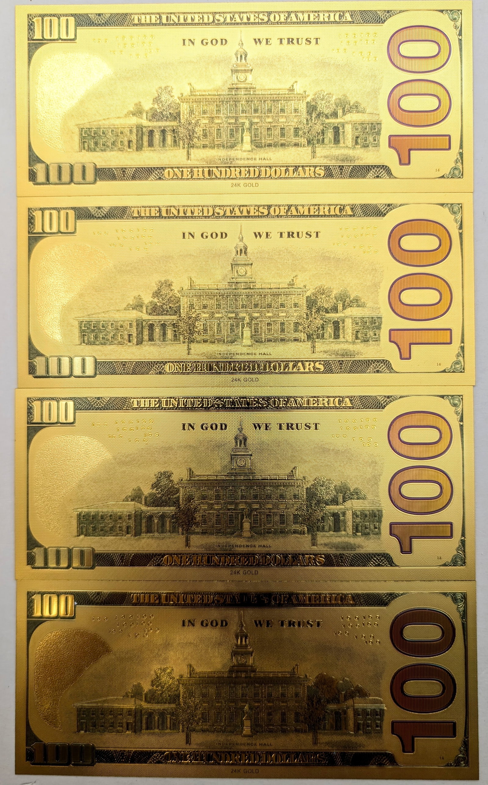 Lot of 4 NFL Bengals Gold foil $100 design - 2