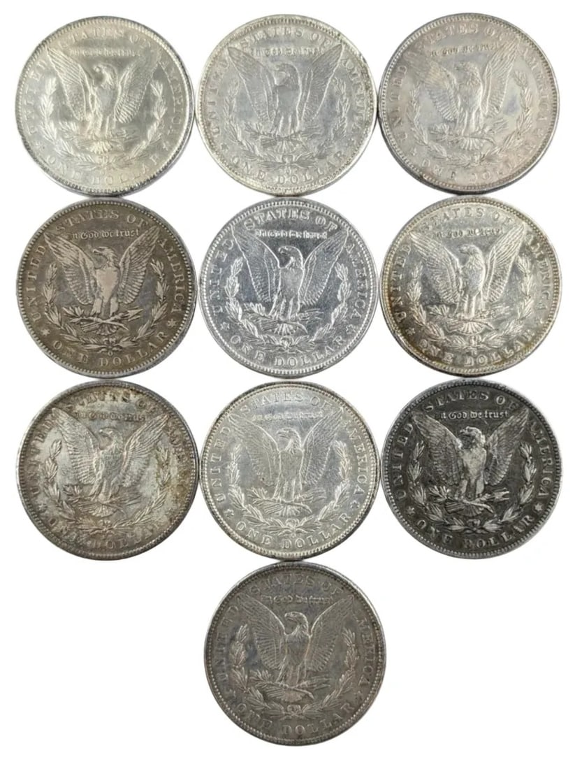 Lot of 10 Morgan Silver Dollars - 1882-1904 - 2