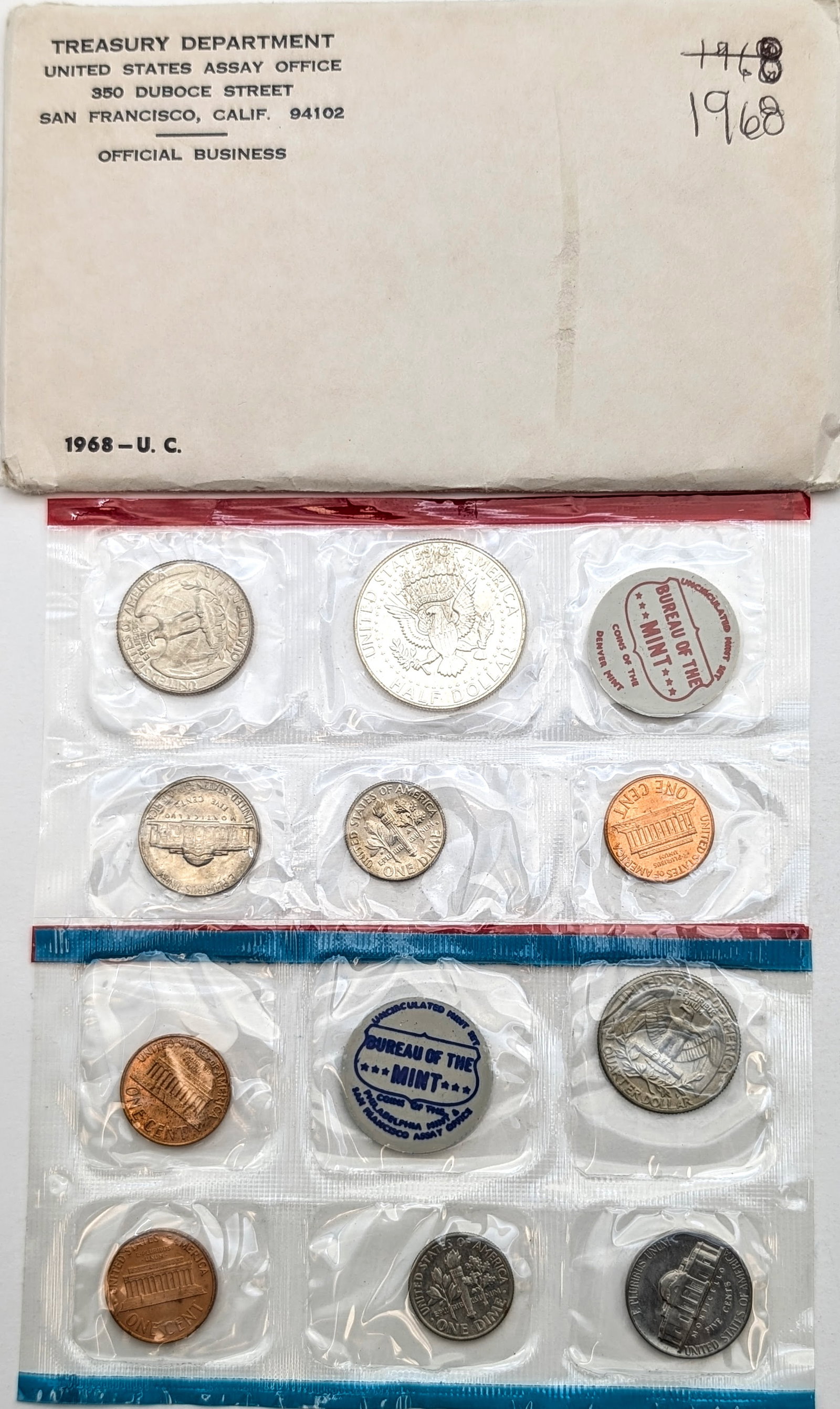 1968 US Uncirculated Set w/ Silver JFK Half - 2