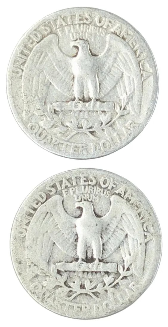 Lot of 2 Silver Washington Quarters - 1943, 1944 - 2