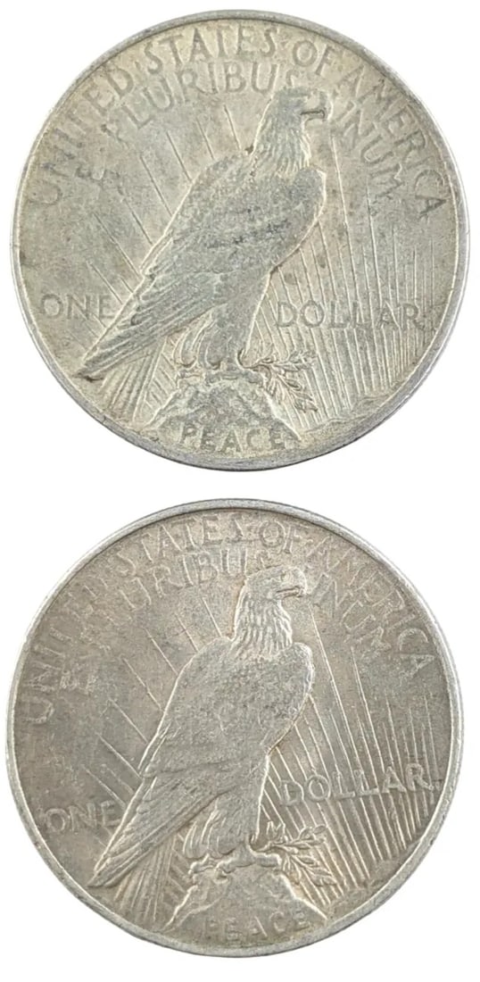 Lot of 2 Silver Peace Dollars- 1922, 1923 - 2
