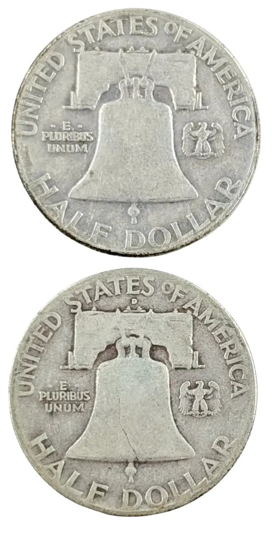Lot of 2 Silver Franklin Half Dollars -1948 P/D - 2