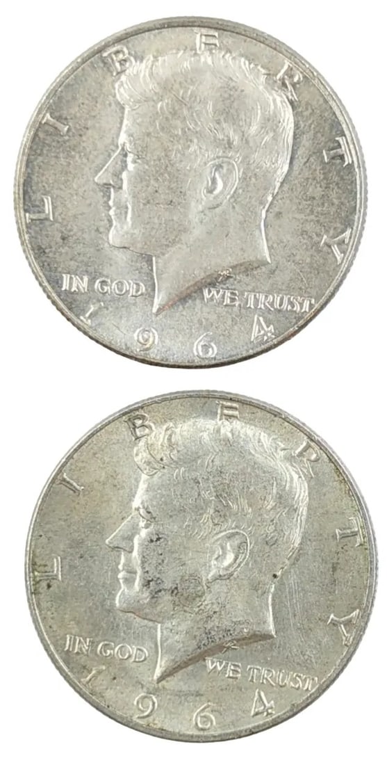 Lot of 2 1964 John F Kennedy Half Dollars: _