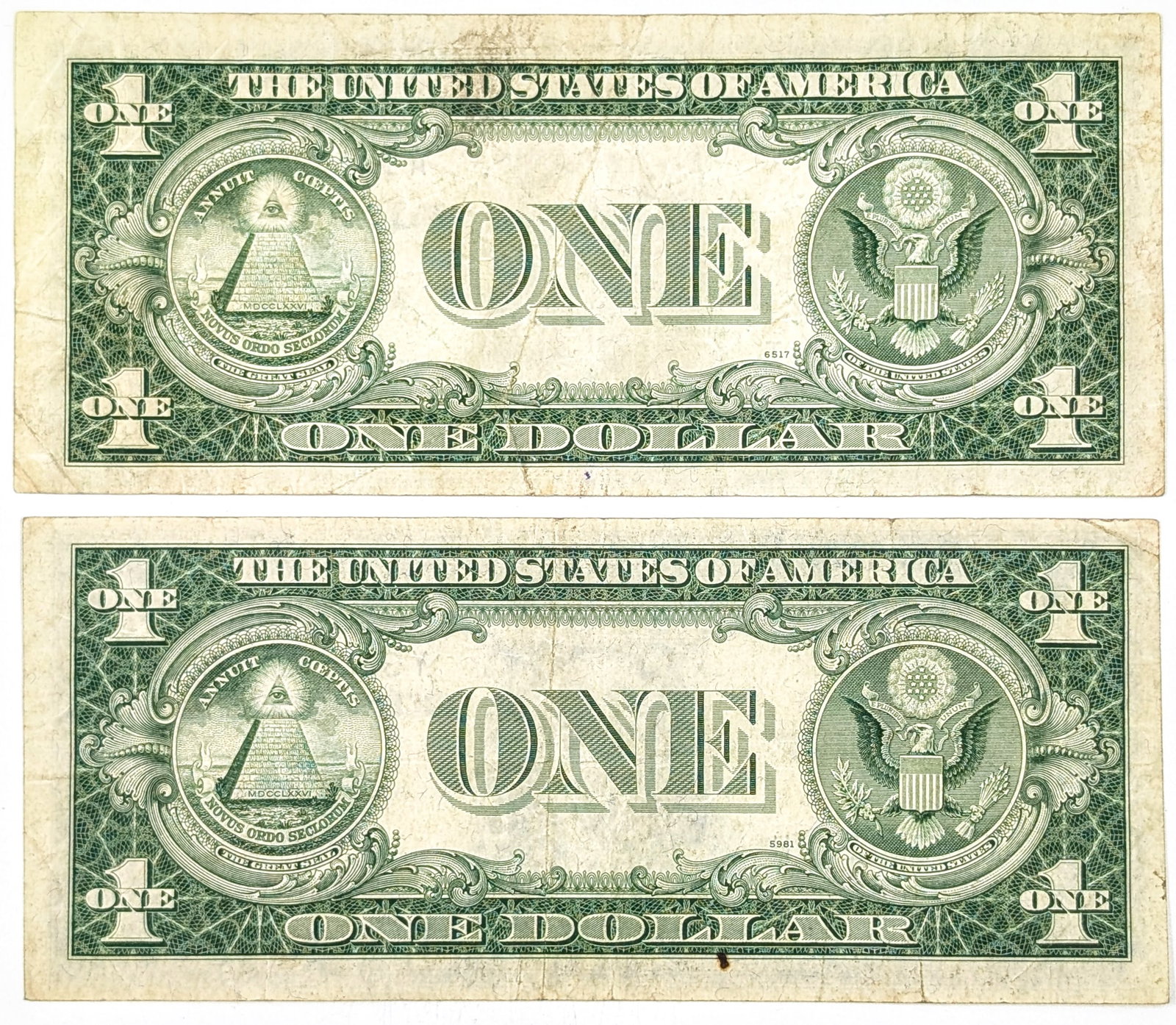 Lot of 2- 1935 E $1 Notes - Silver Certificates - 2