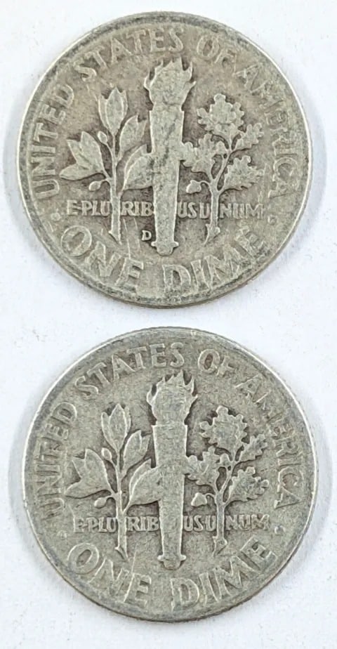 Lot of 2 Silver Roosevelt Dimes - 1946 D/P - 2
