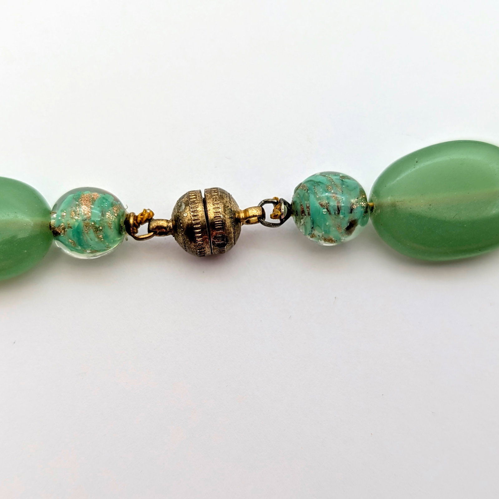 Vintage Mint Green Oval Beaded Necklace & Earring Set - 4