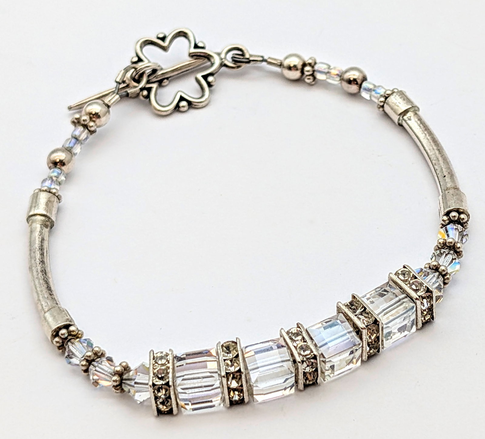 Timeless Sterling Silver Rhinestone Link Bracelet - 2