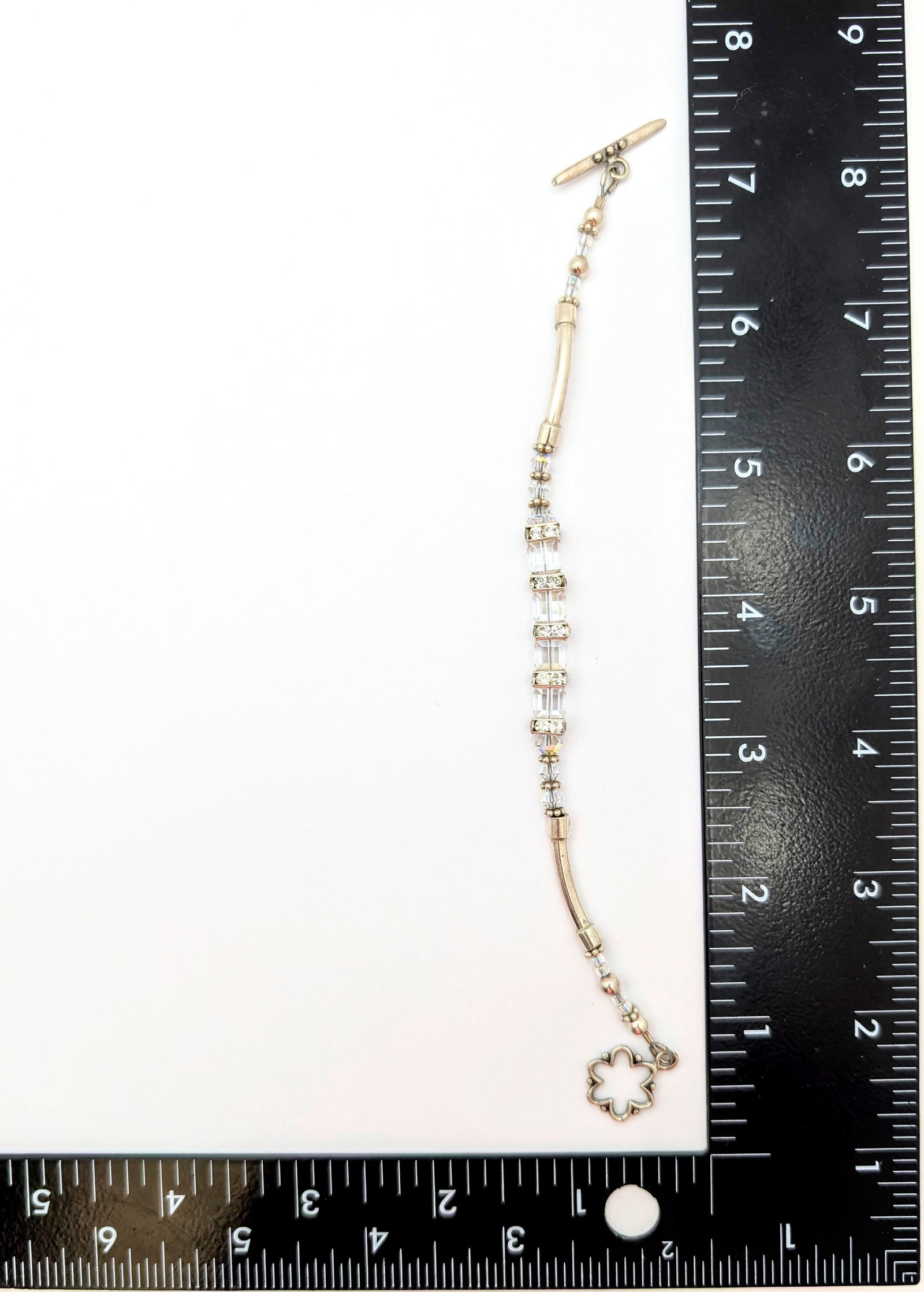 Timeless Sterling Silver Rhinestone Link Bracelet - 6
