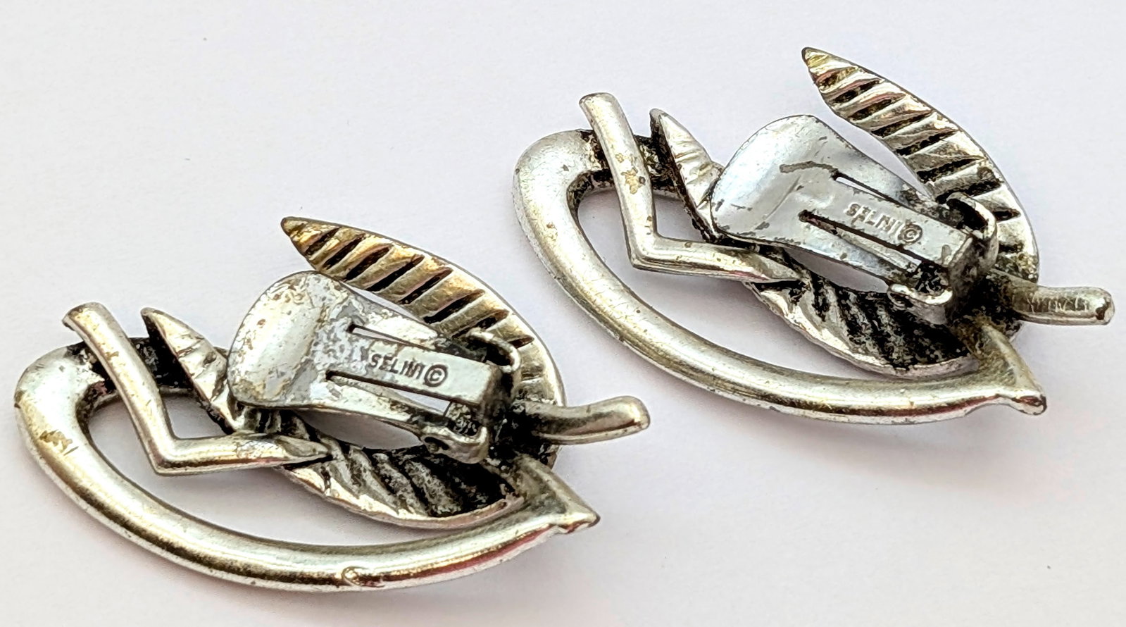Vintage Selini Sterling Silver Abstract Climber Clip On Earrings - 3