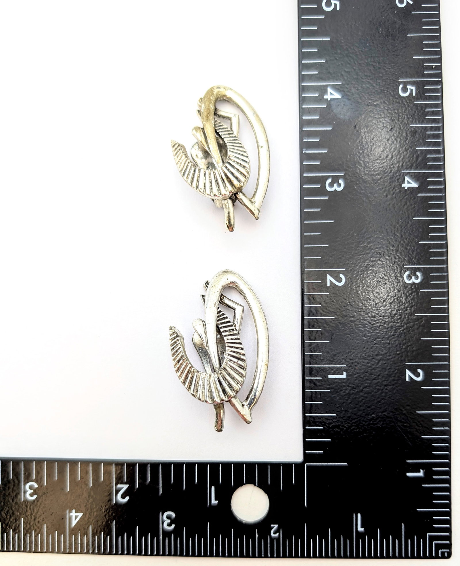Vintage Selini Sterling Silver Abstract Climber Clip On Earrings - 5