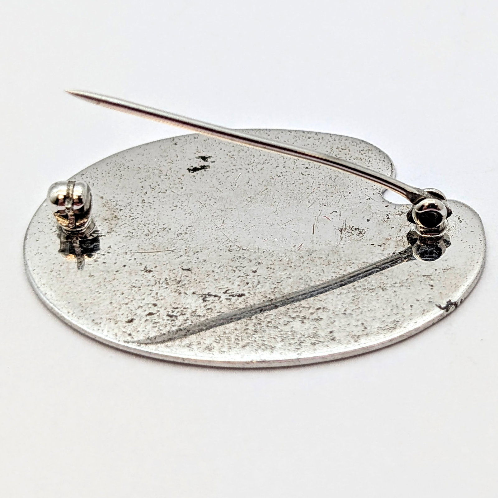 Vintage Sterling Silver Artist Palette Brooch w/ Initials H, B - 2