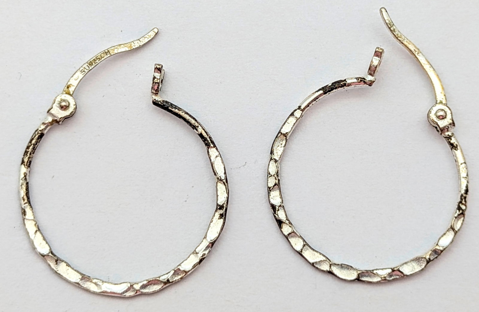 Lot of 2 Sterling Silver Earrings- Hoop, Beaded - 2