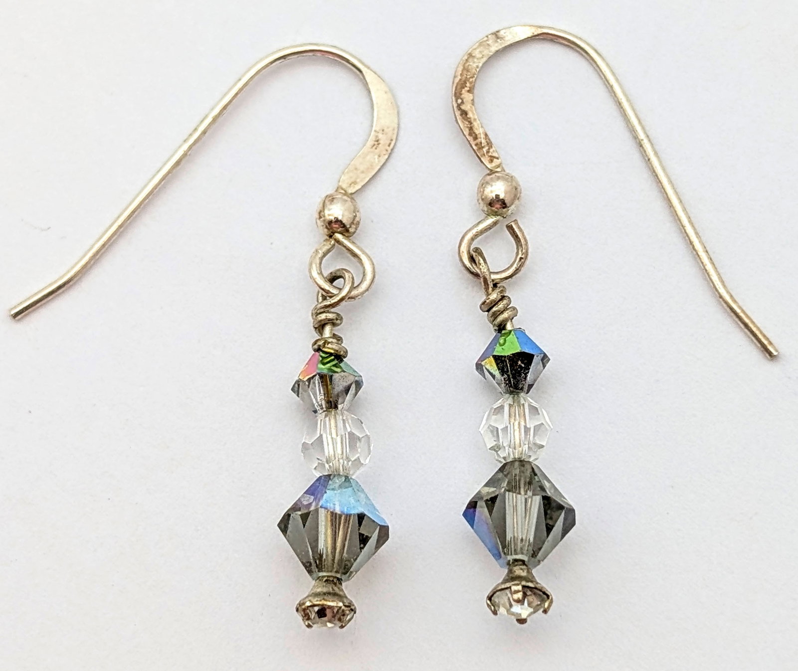 Lot of 2 Sterling Silver Earrings- Hoop, Beaded - 4