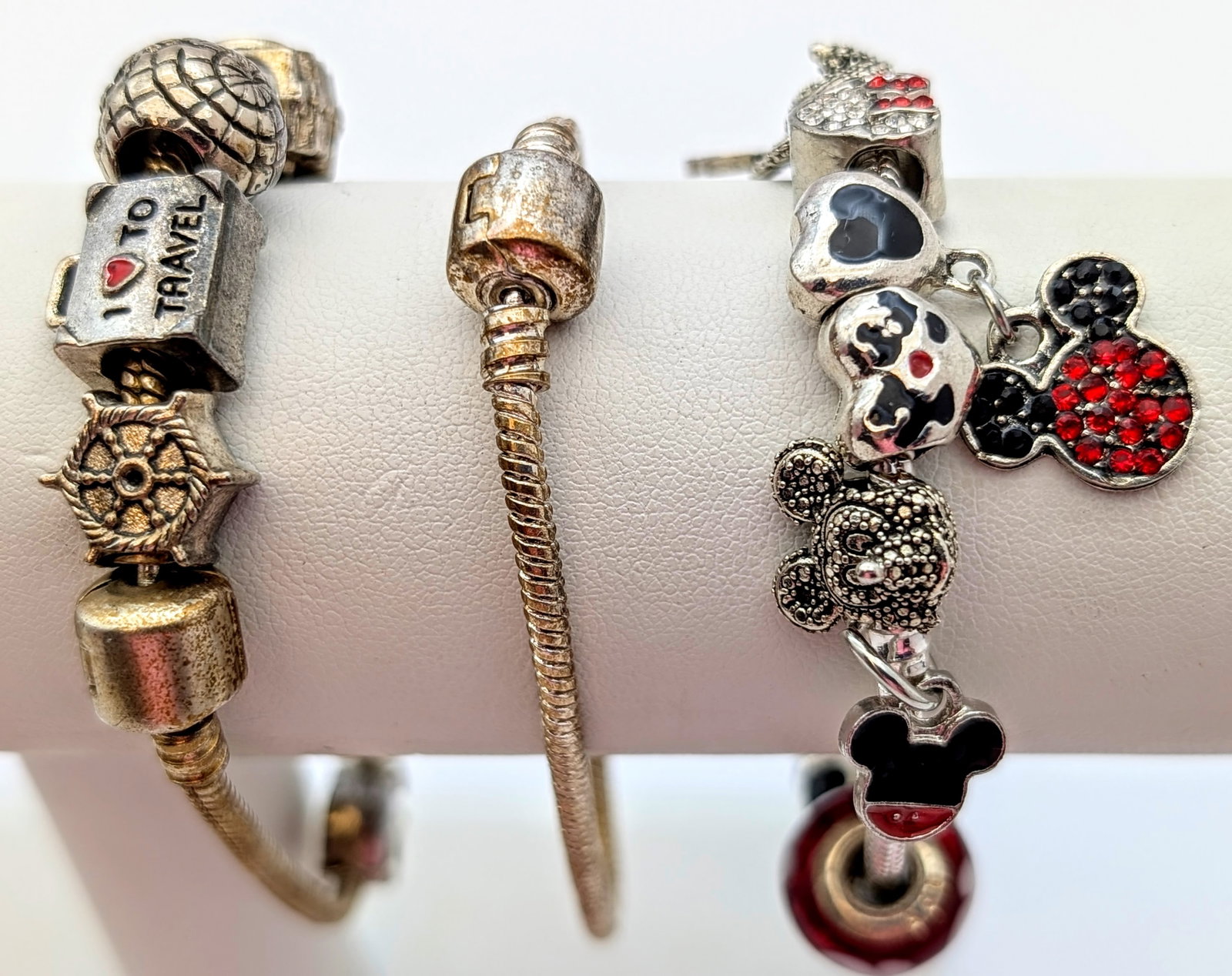 Lot of 3 Ladies Charm Bracelets- Travel, Disney,etc - 2