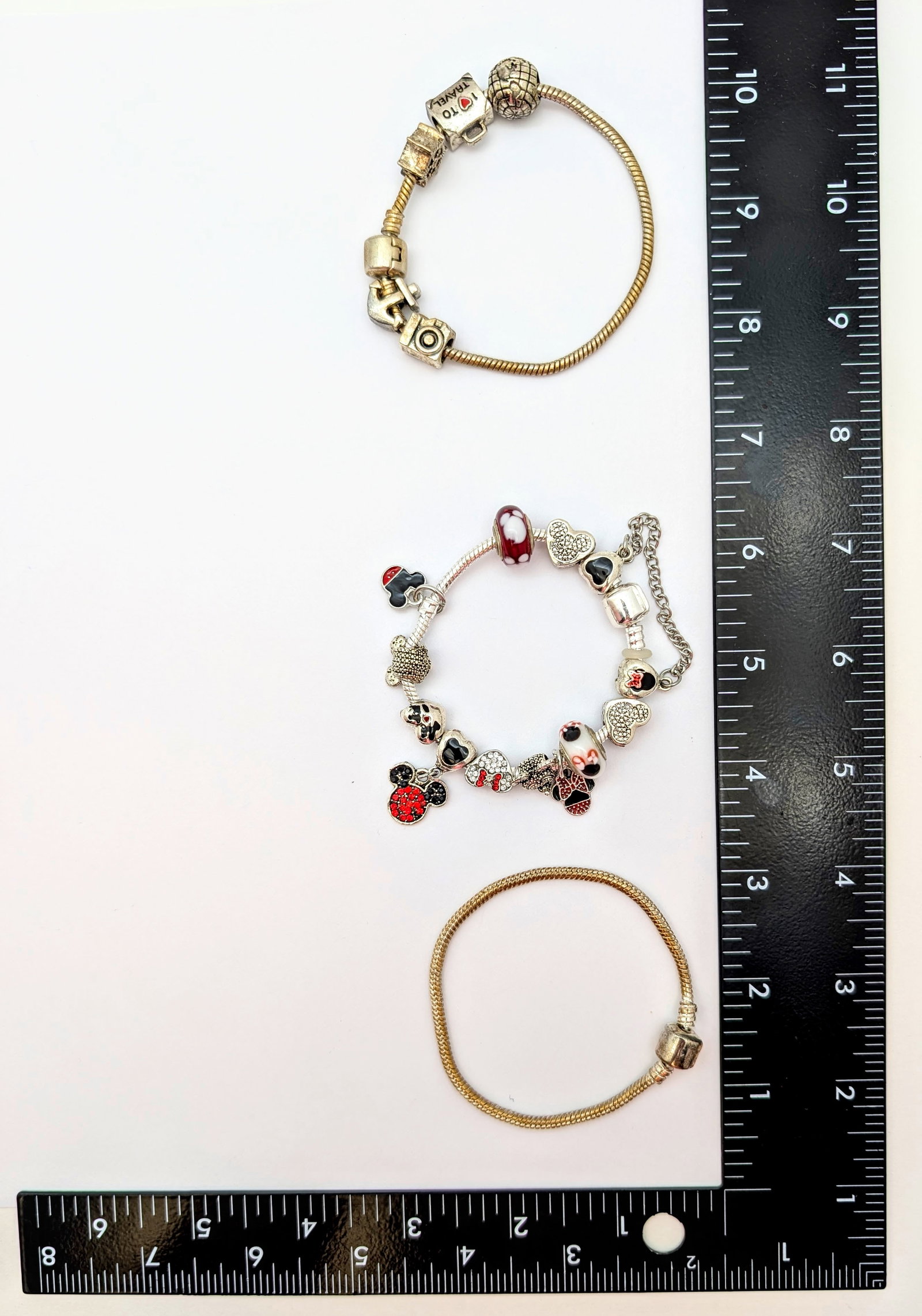 Lot of 3 Ladies Charm Bracelets- Travel, Disney,etc - 7