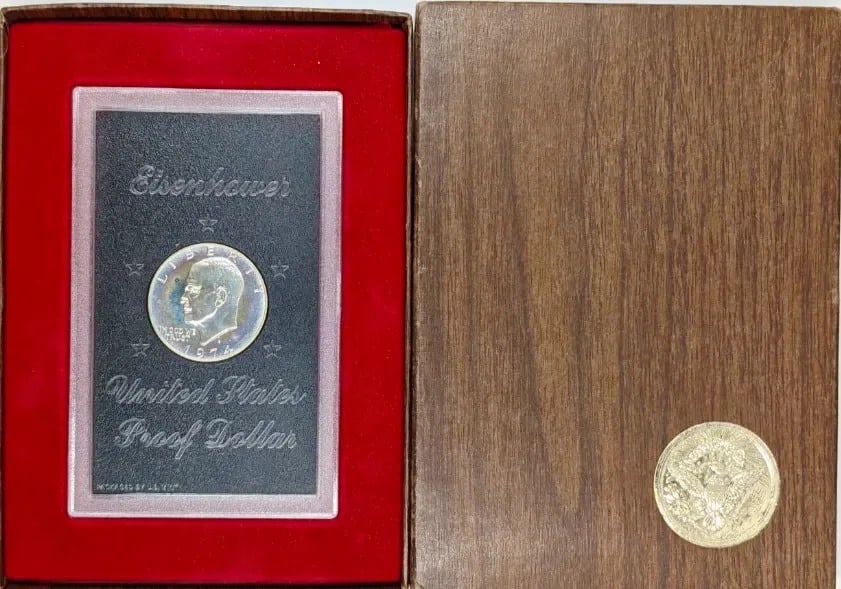 1974-S Eisenhower " Ike" Proof Silver Dollar- Incredible Rainbow Toning!: _