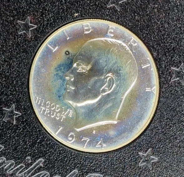 1974-S Eisenhower " Ike" Proof Silver Dollar- Incredible Rainbow Toning! - 4