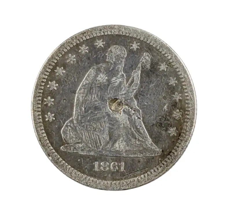 1861 Silver Seated Liberty Quarter: _