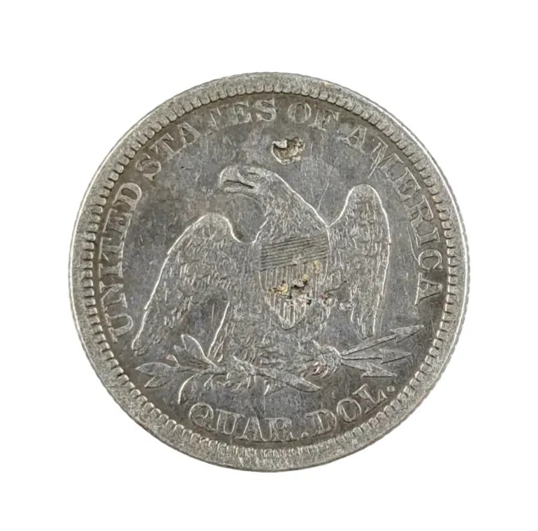 1861 Silver Seated Liberty Quarter - 2