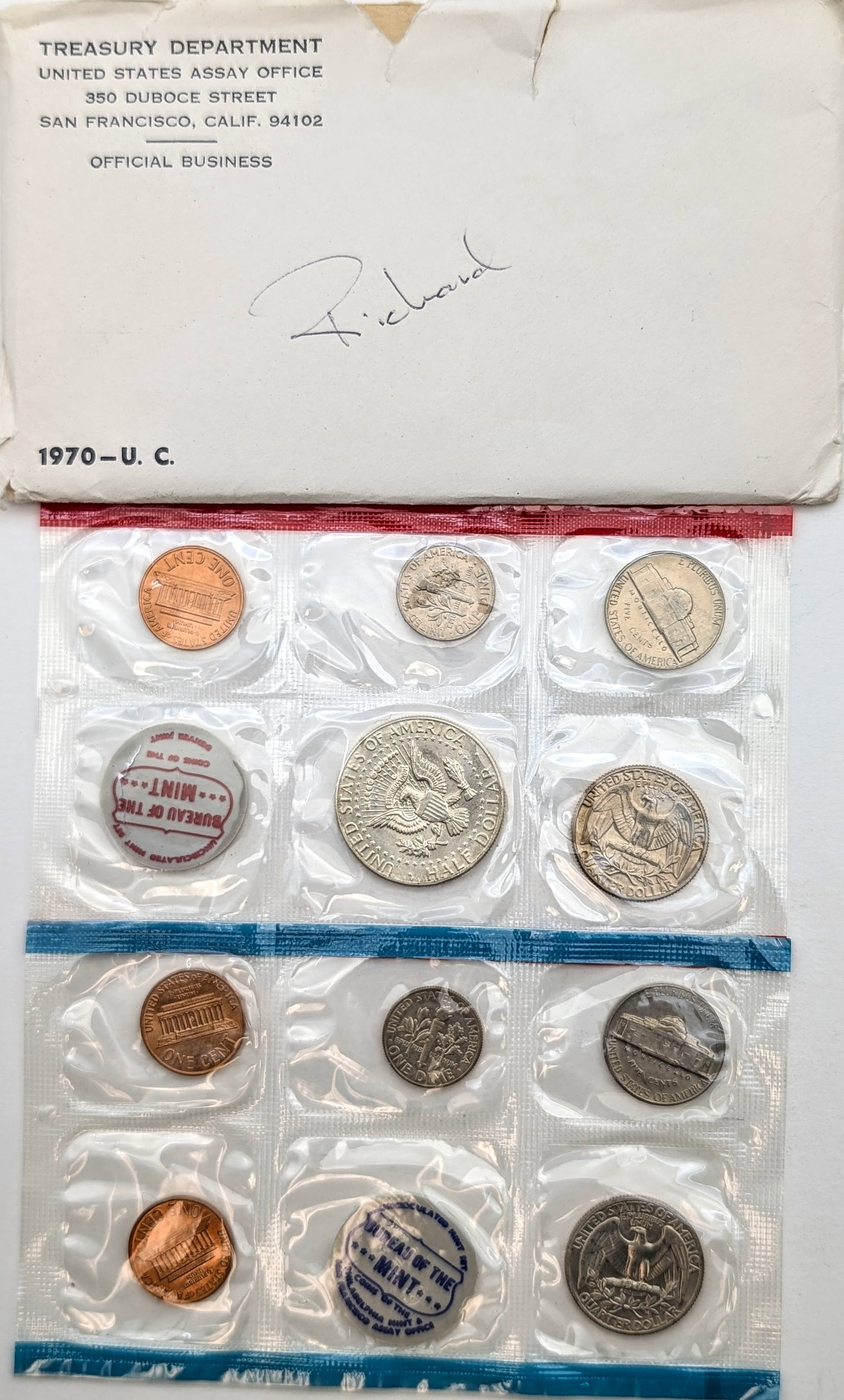 1970 US Uncirculated Set w/ Silver JFK Half - 2