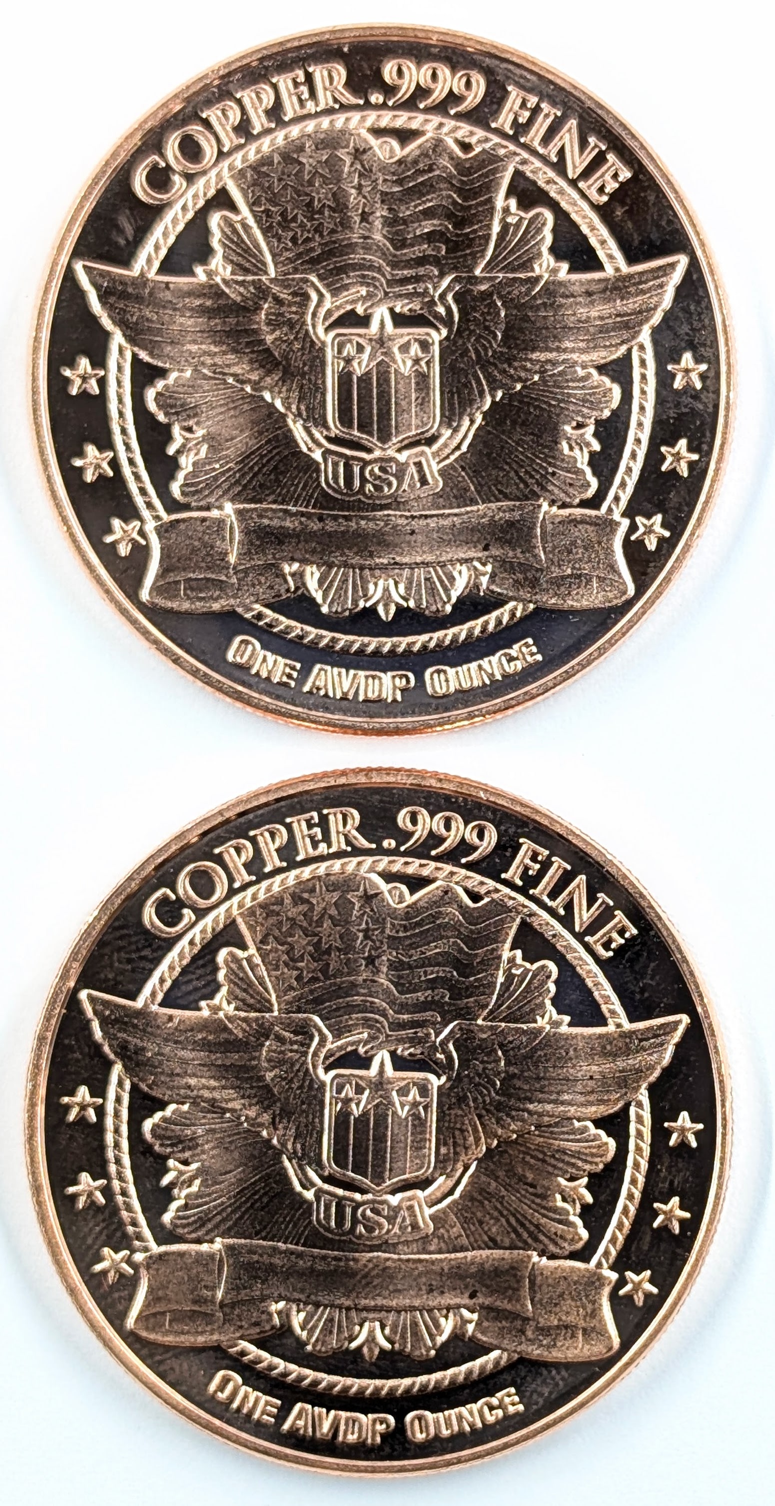 Lot of 2 - 1 Ounce (each) Fine .999 Copper Rounds -Lincoln - 2