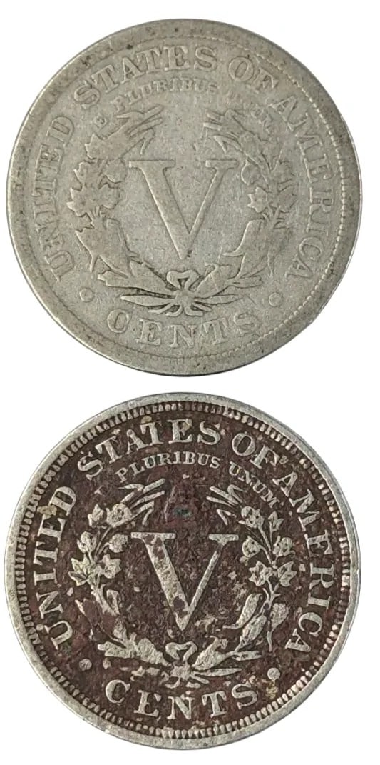 Lot of 2 V Nickels- 1910, 1911 - 2