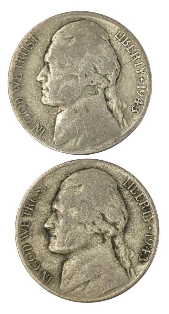 Lot of 2 Silver War Nickels- 1943 S/P: 35% Silver