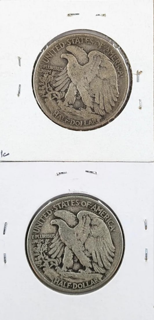 Lot of 2 Silver Walking Liberty Half Dollars - 1944, 1945 - 2