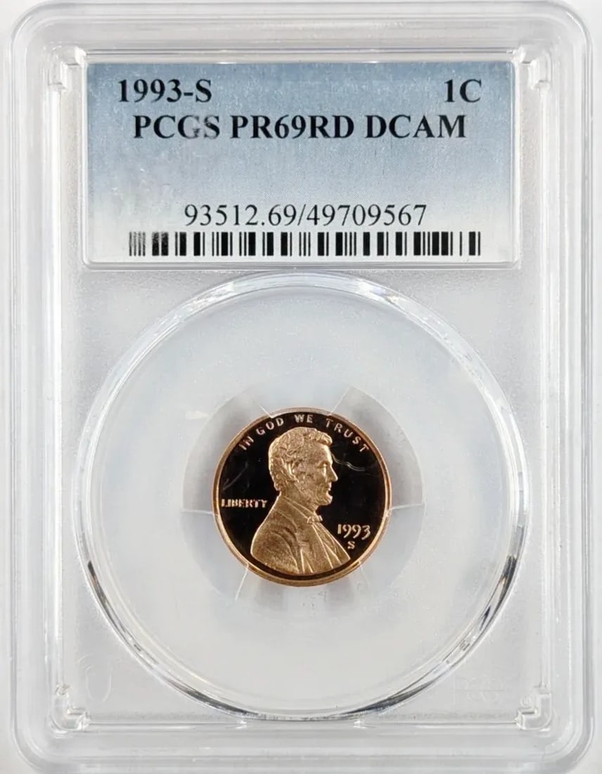 PCGS 1993-S PR69 Lincoln Cent (1 of 2)
