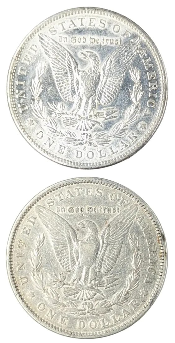 Lot of 2 Morgan Silver Dollars - 1880-S, 1883 - 2