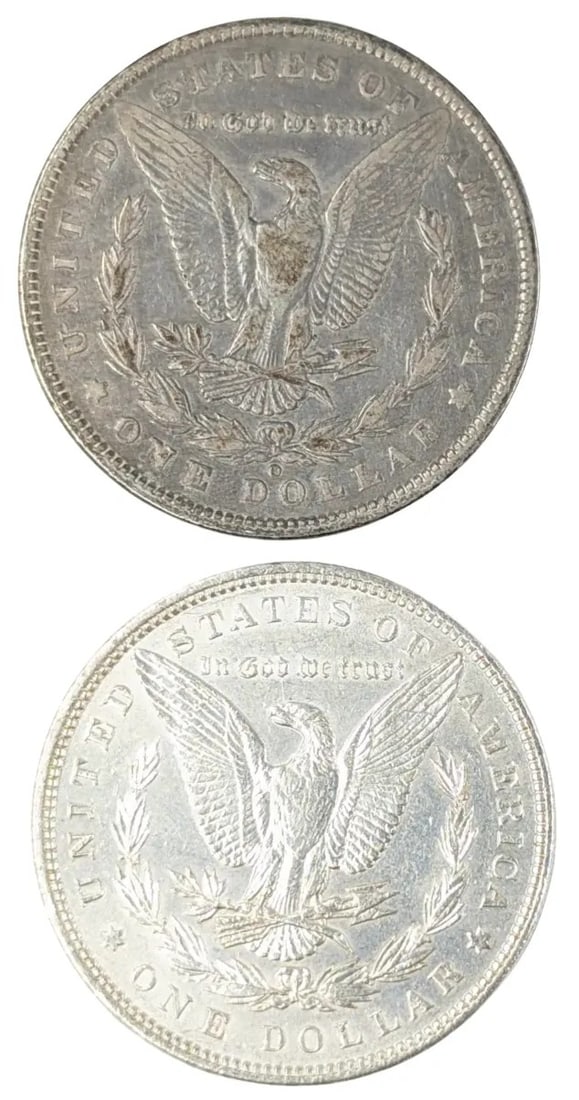 Lot of 2 Morgan Silver Dollars - 1891-O, 1896 - 2