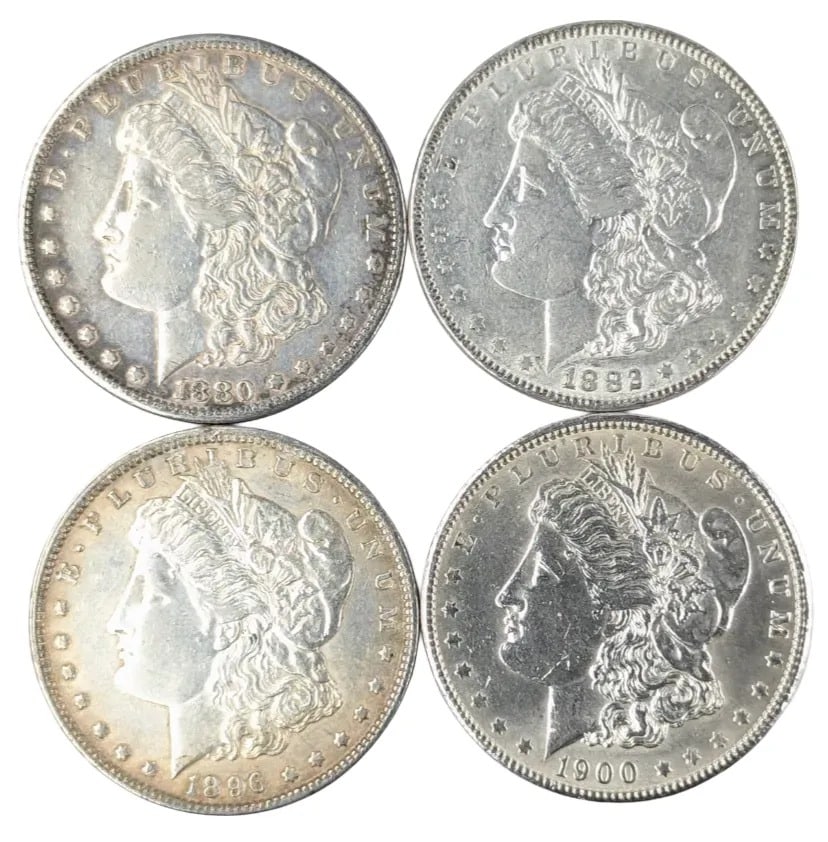 Lot of 4 Morgan Silver Dollars - 1880-1900: _