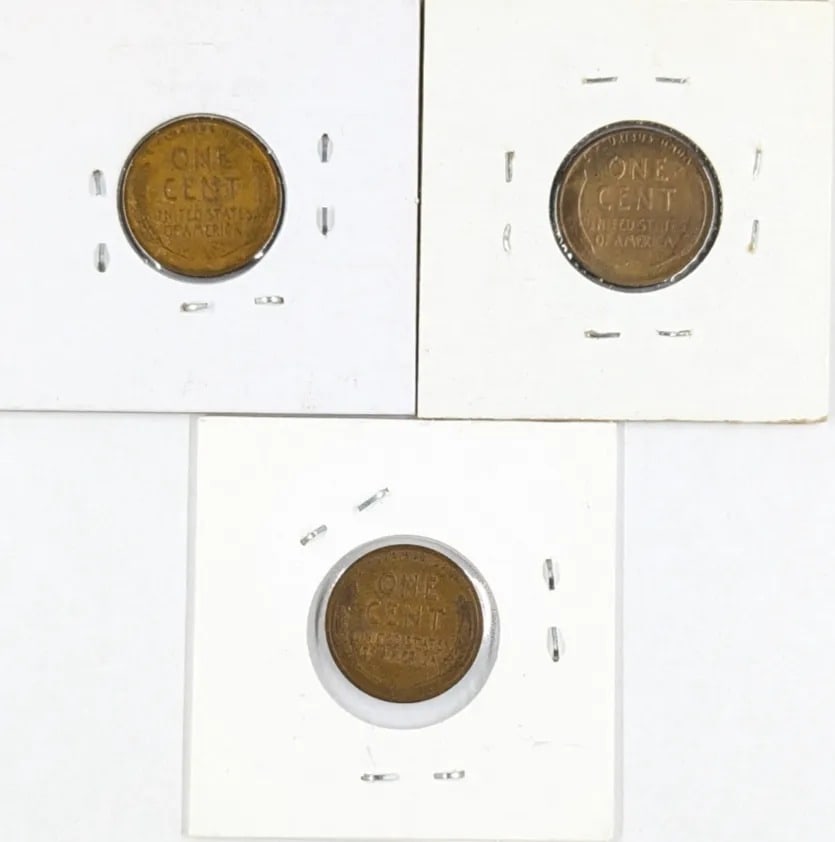 Lot of 3 Wheat Cents- 1917, 1918, 1919 - 2