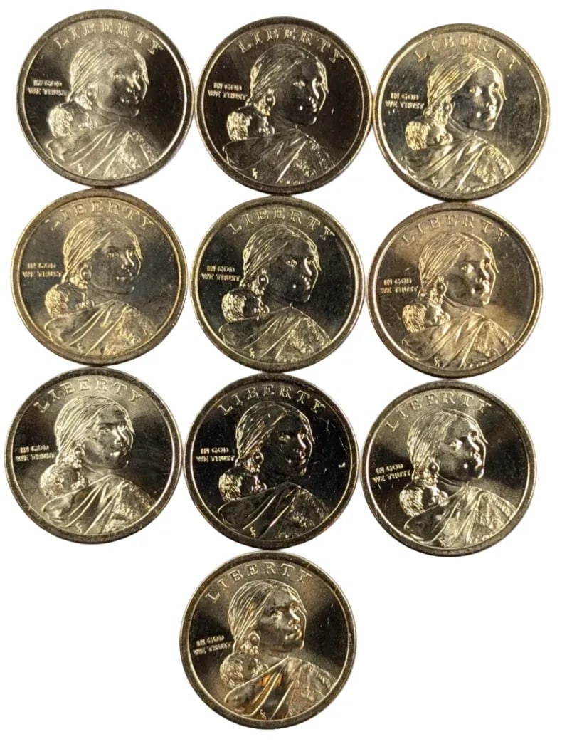 Lot of 10 Sacagawea $1 Dollar Coins- 2009-2018 - 2