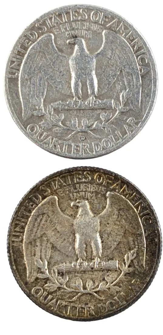 Lot of 2 Silver Washington Quarters- 1961-D, 1964 - 2