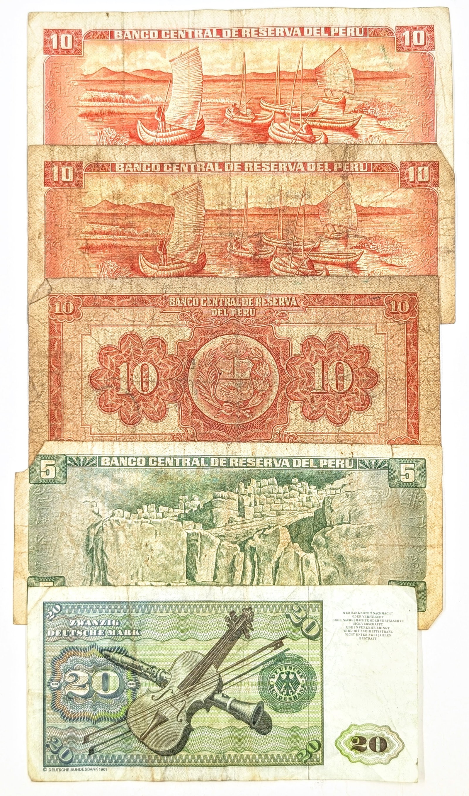 Lot of 5 Peruvian Sole de Oro Banknotes - 2