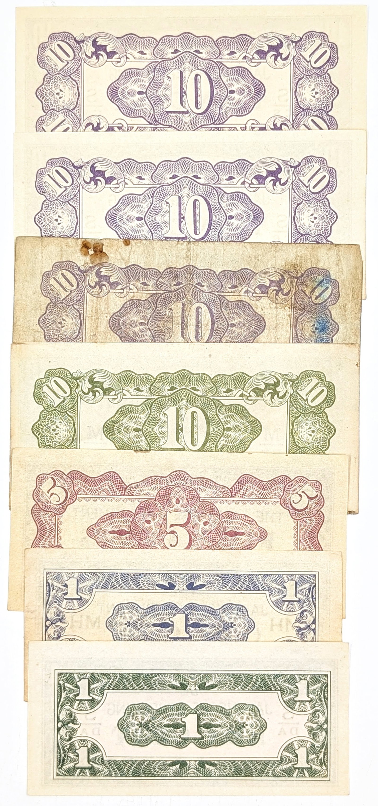 Lot of 7 Japanese Invasion Banknotes - 2