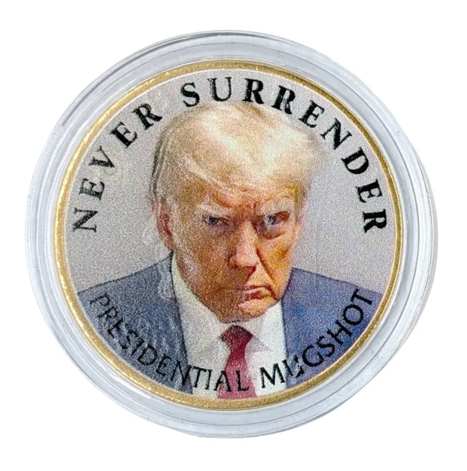 Commemorative "Never Surrender" Colorized Donald Trump- Eisenhower Dollar Coin - 2