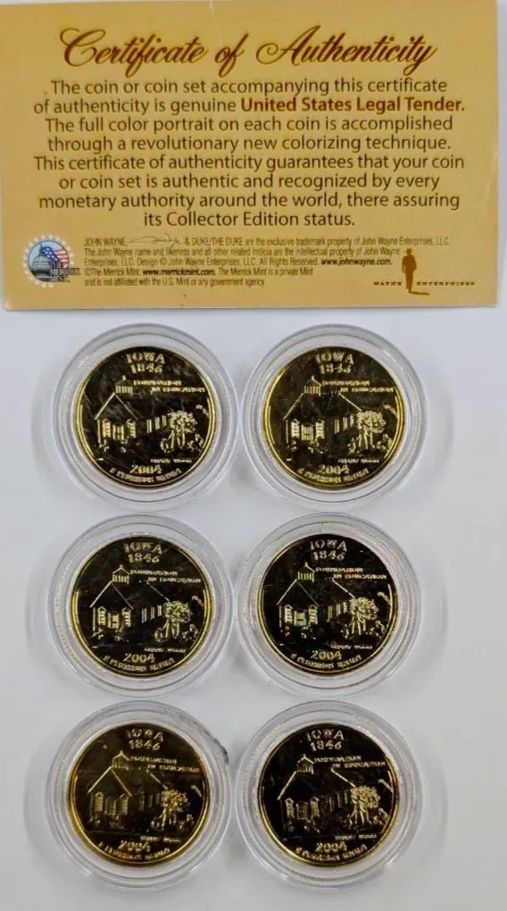 Lot of 6 John Wayne Commemorative Coin Set - 2