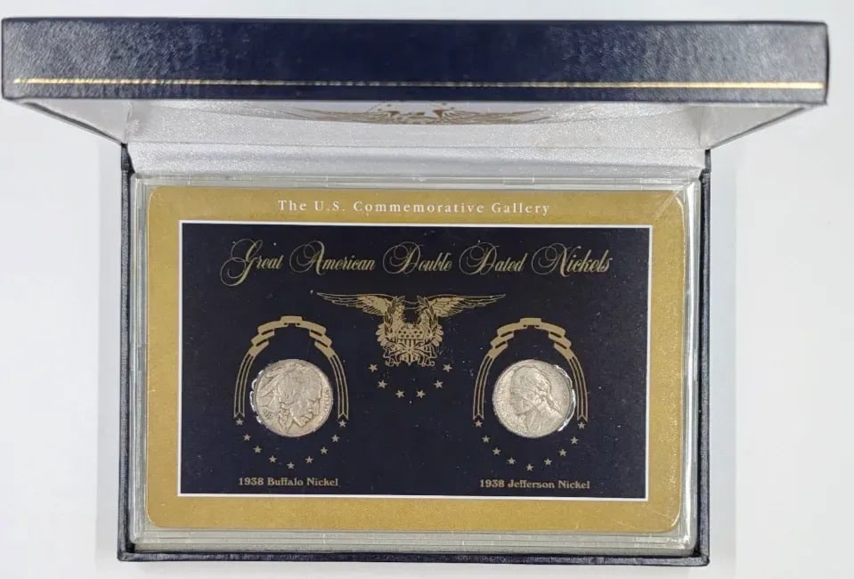 The US Commemorative Gallery: Great American Double Dated Nickels: 1938 Buffalo Head Nickel 1938 Jefferson Nickel