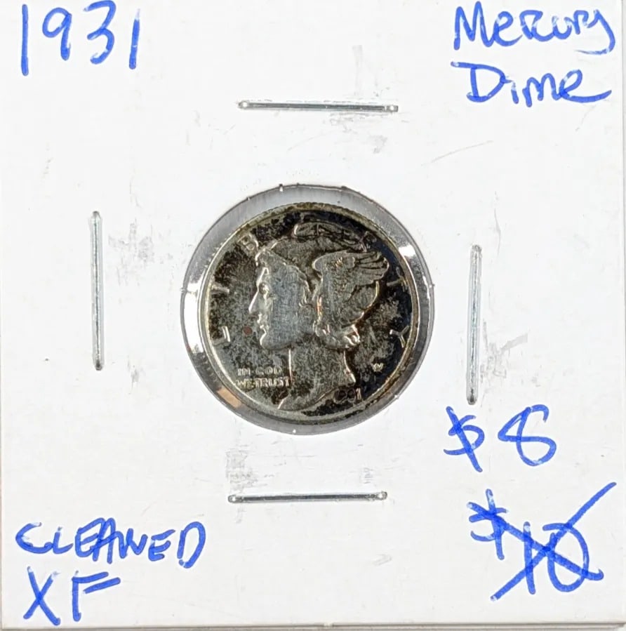 1931 Silver Mercury Dime-Cleaned: _