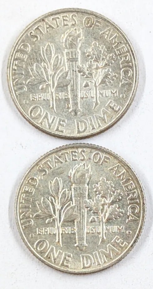 Lot of 2 Silver Roosevelt Dimes - 1964 D/P - 2