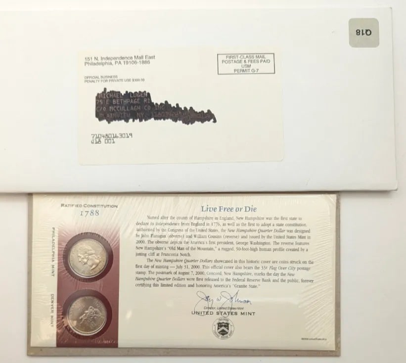 2000 US Mint First Day Issue State Quarter Coin Set- New Hampshire: _