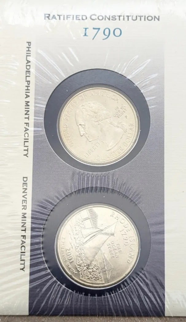 2001 US Mint First Day Issue State Quarter Coin Set- Rhode Island - 2