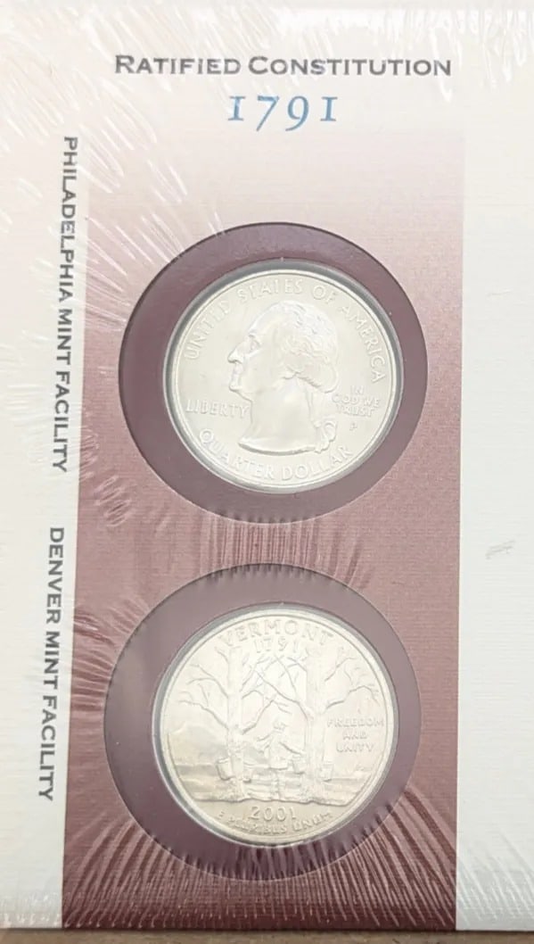 2001 US Mint First Day Issue State Quarter Coin Vermont - 2