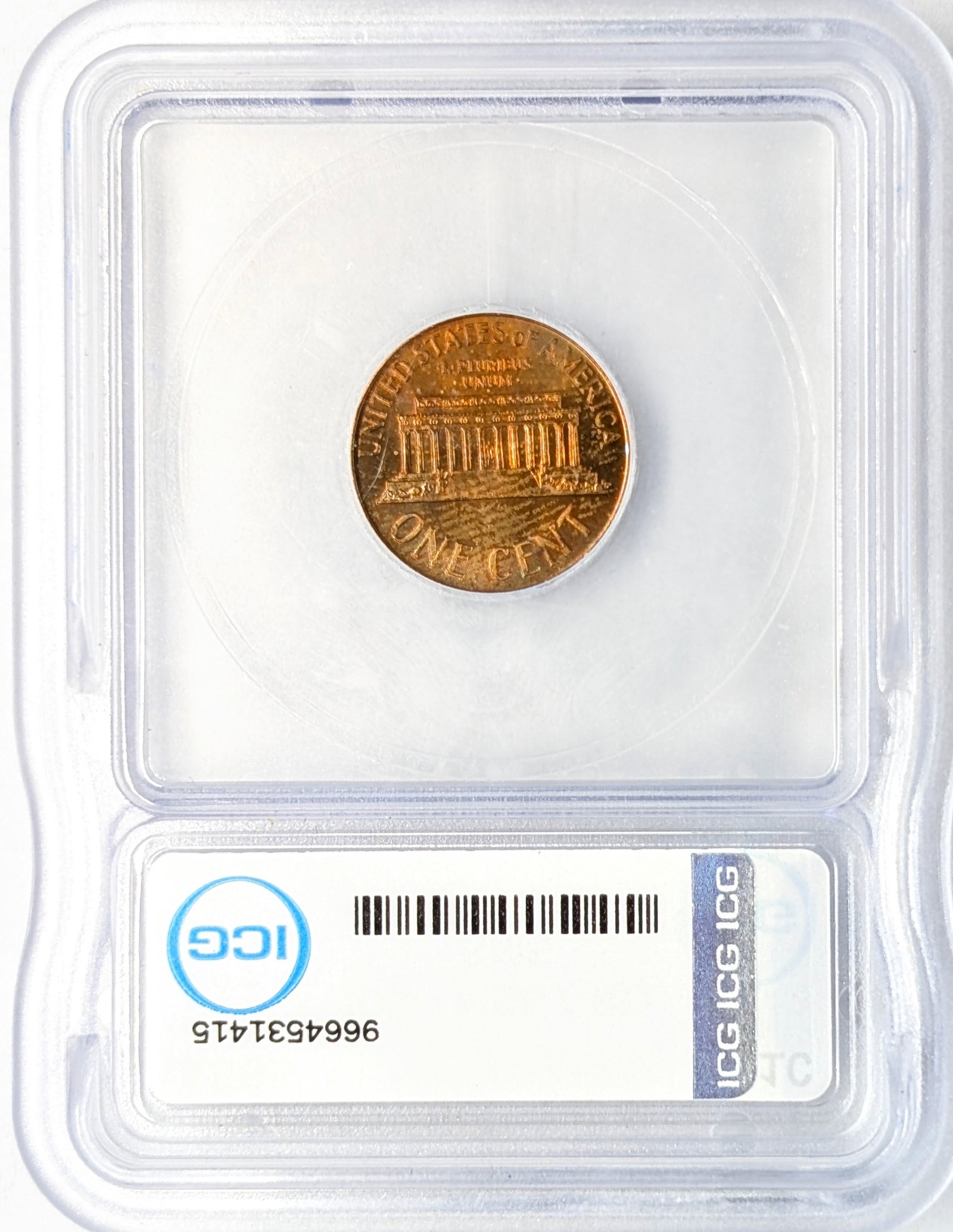 1965 ICG MS67 Red SMS Toned Lincoln Cent - 2